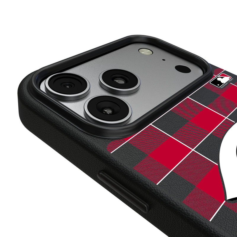 Cincinnati Reds Plaid iPhone MagSafe Compatible Phone Case for Apple iPhone Detail.Jpg