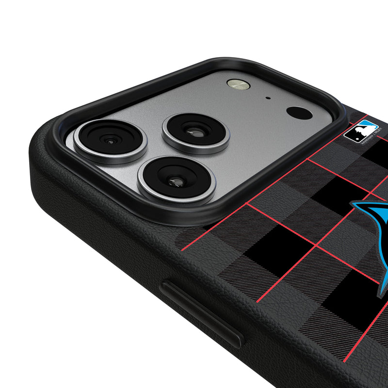 Miami Marlins Plaid iPhone MagSafe Compatible Phone Case for Apple iPhone Detail.Jpg