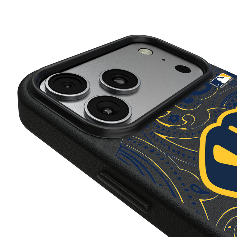 Milwaukee Brewers Paisley iPhone MagSafe Compatible Phone Case for Apple iPhone Detail.Jpg
