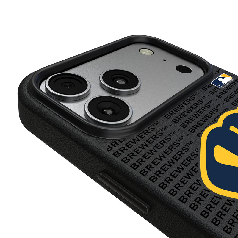 Milwaukee Brewers Text Backdrop iPhone MagSafe Compatible Phone Case for Apple iPhone Detail.Jpg