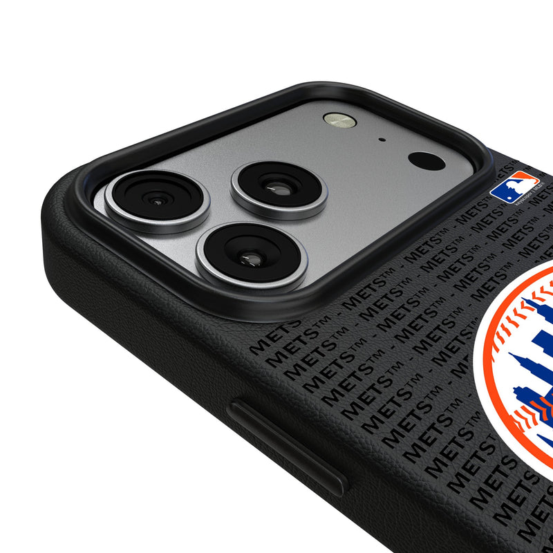 New York Mets Text Backdrop iPhone MagSafe Compatible Phone Case for Apple iPhone Detail.Jpg