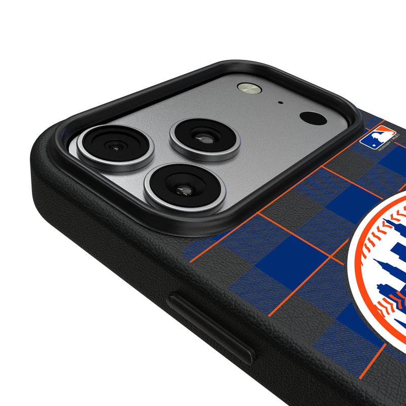 New York Mets Plaid iPhone MagSafe Compatible Phone Case for Apple iPhone Detail.Jpg