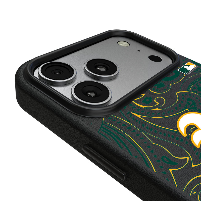 Oakland Athletics Paisley iPhone MagSafe Compatible Phone Case for Apple iPhone Detail.Jpg