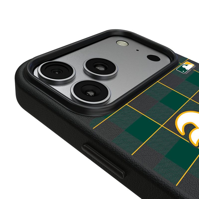 Oakland Athletics Plaid iPhone MagSafe Compatible Phone Case for Apple iPhone Detail.Jpg