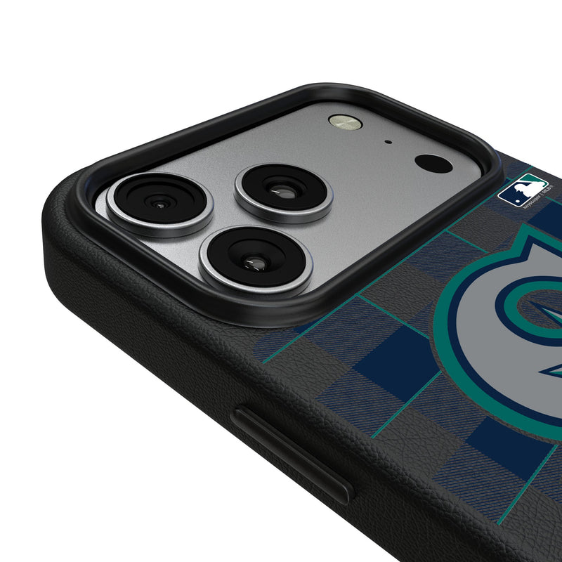 Seattle Mariners Plaid iPhone MagSafe Compatible Phone Case for Apple iPhone Detail.Jpg