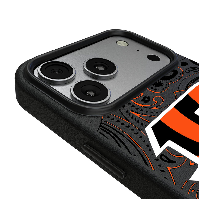 Cincinnati Bengals Paisley iPhone MagSafe Compatible Phone Case for Apple iPhone Detail.Jpg