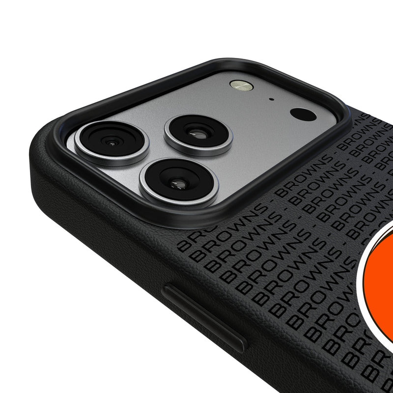 Cleveland Browns Text Backdrop iPhone MagSafe Compatible Phone Case for Apple iPhone Detail.Jpg