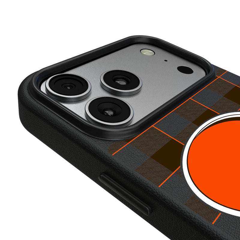Cleveland Browns Plaid iPhone MagSafe Compatible Phone Case for Apple iPhone Detail.Jpg