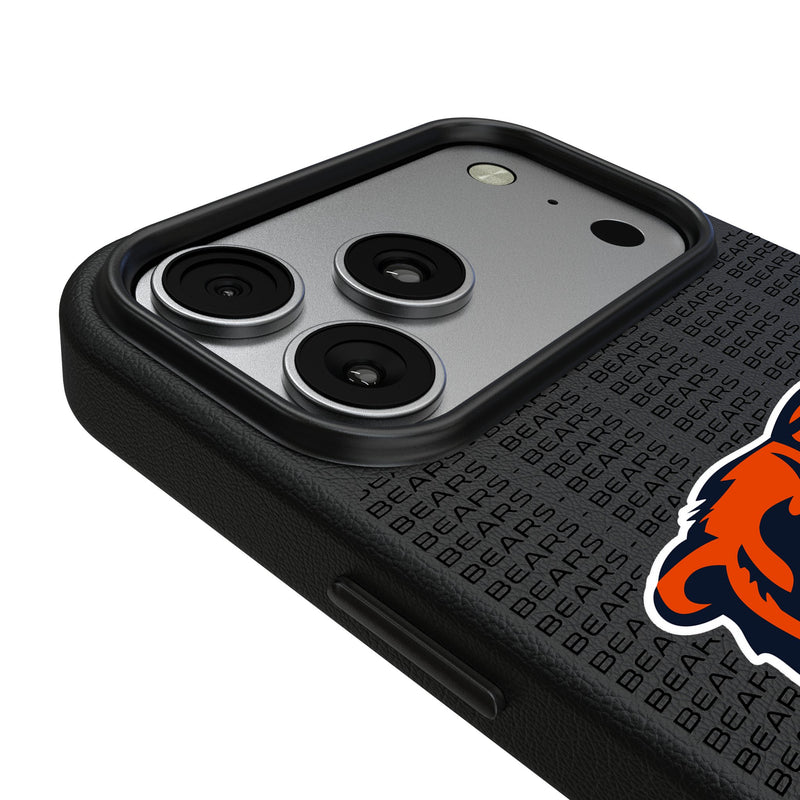 Chicago Bears Text Backdrop iPhone MagSafe Compatible Phone Case for Apple iPhone Detail.Jpg