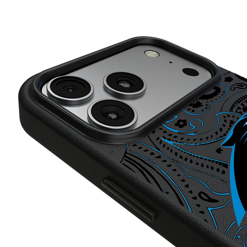 Carolina Panthers Paisley iPhone MagSafe Compatible Phone Case for Apple iPhone Detail.Jpg