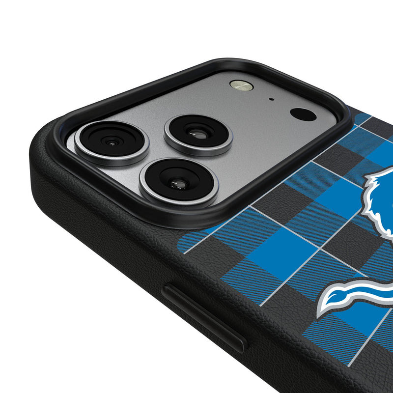 Detroit Lions Plaid iPhone MagSafe Compatible Phone Case for Apple iPhone Detail.Jpg