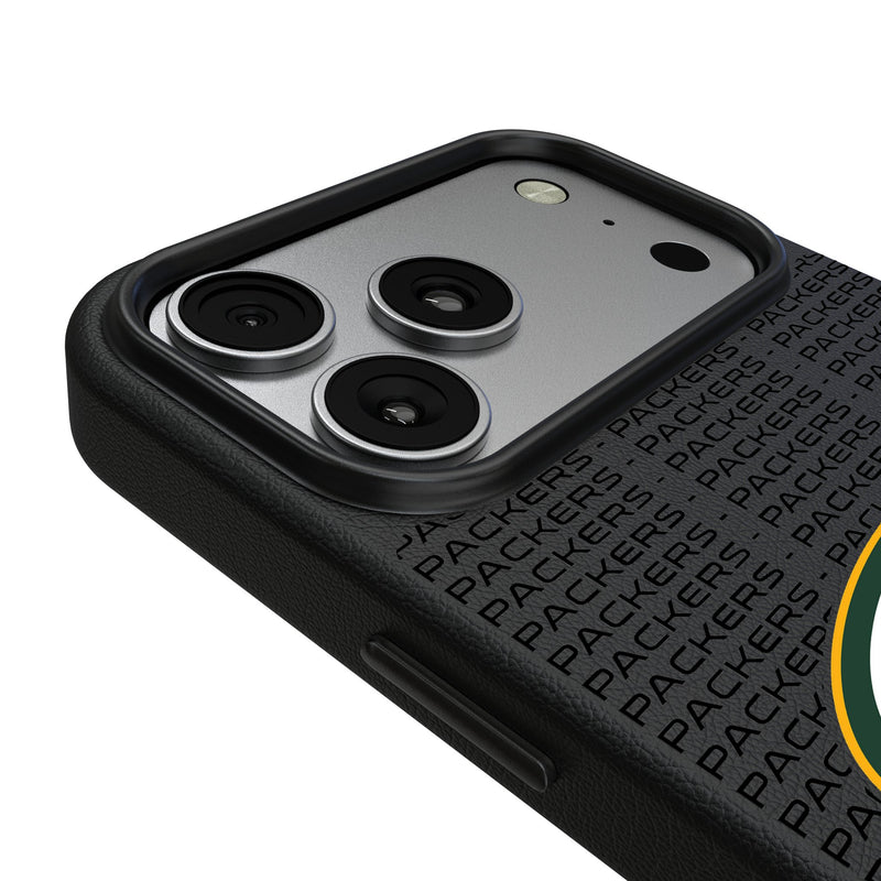 Green Bay Packers Text Backdrop iPhone MagSafe Compatible Phone Case for Apple iPhone Detail.Jpg