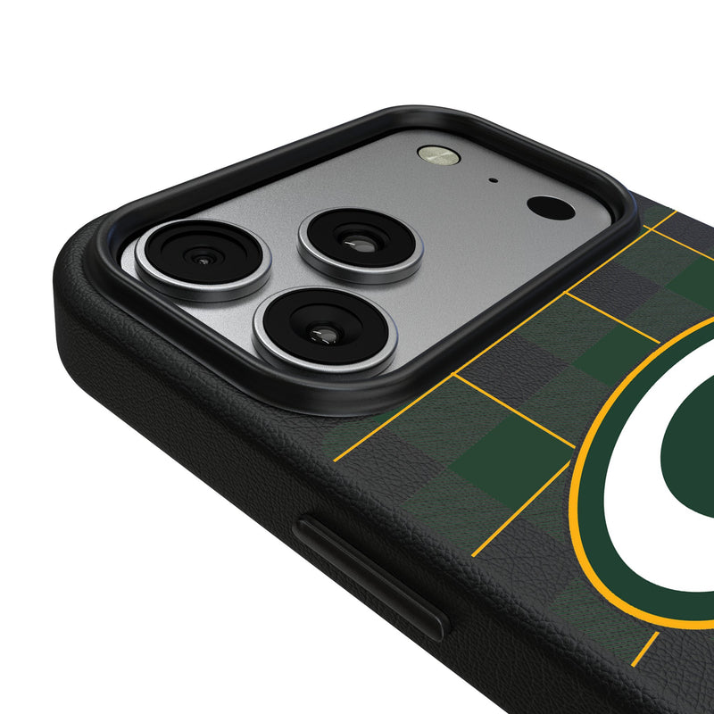 Green Bay Packers Plaid iPhone MagSafe Compatible Phone Case for Apple iPhone Detail.Jpg