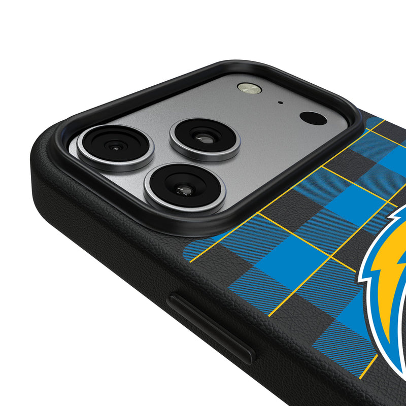 Los Angeles Chargers Plaid iPhone MagSafe Compatible Phone Case for Apple iPhone Detail.Jpg