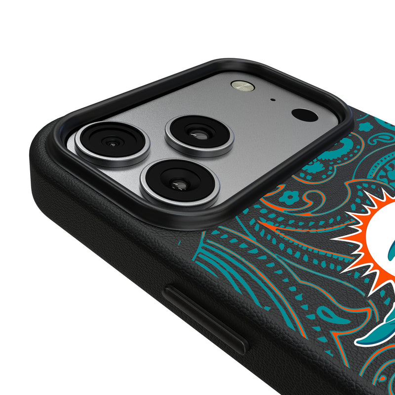 Miami Dolphins Paisley iPhone MagSafe Compatible Phone Case for Apple iPhone Detail.Jpg