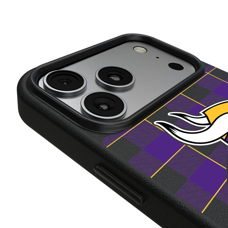 Minnesota Vikings Plaid iPhone MagSafe Compatible Phone Case for Apple iPhone Detail.Jpg
