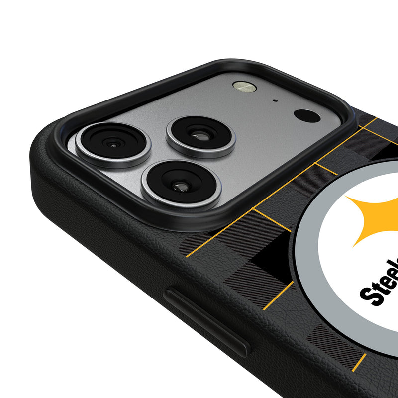 Pittsburgh Steelers Plaid iPhone MagSafe Compatible Phone Case for Apple iPhone Detail.Jpg