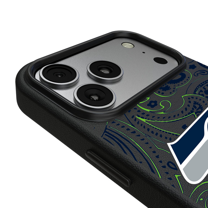 Seattle Seahawks Paisley iPhone MagSafe Compatible Phone Case for Apple iPhone Detail.Jpg