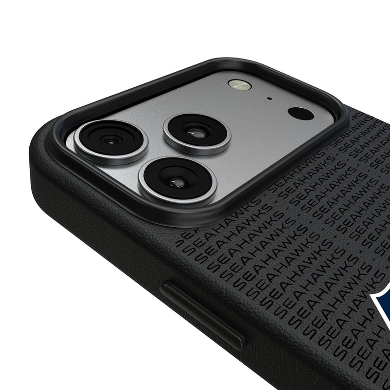 Seattle Seahawks Text Backdrop iPhone MagSafe Compatible Phone Case for Apple iPhone Detail.Jpg