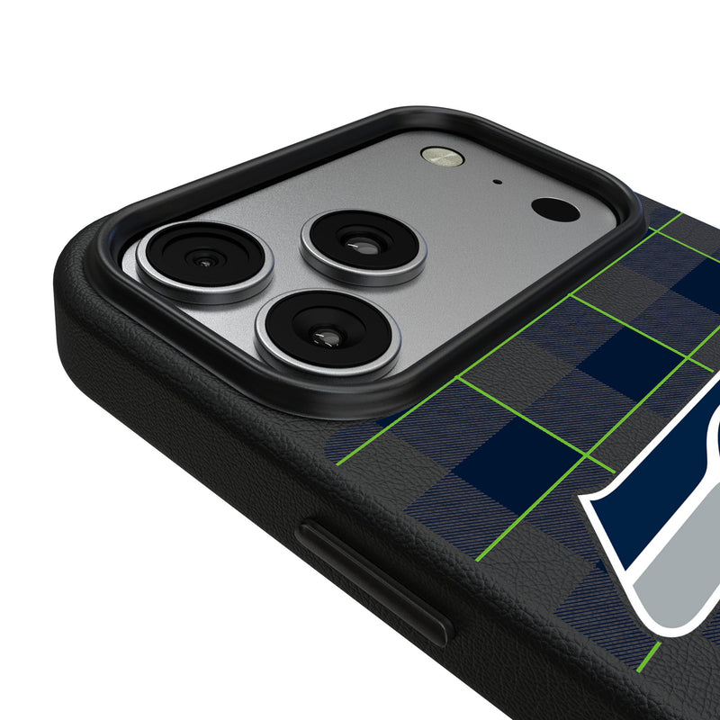 Seattle Seahawks Plaid iPhone MagSafe Compatible Phone Case for Apple iPhone Detail.Jpg