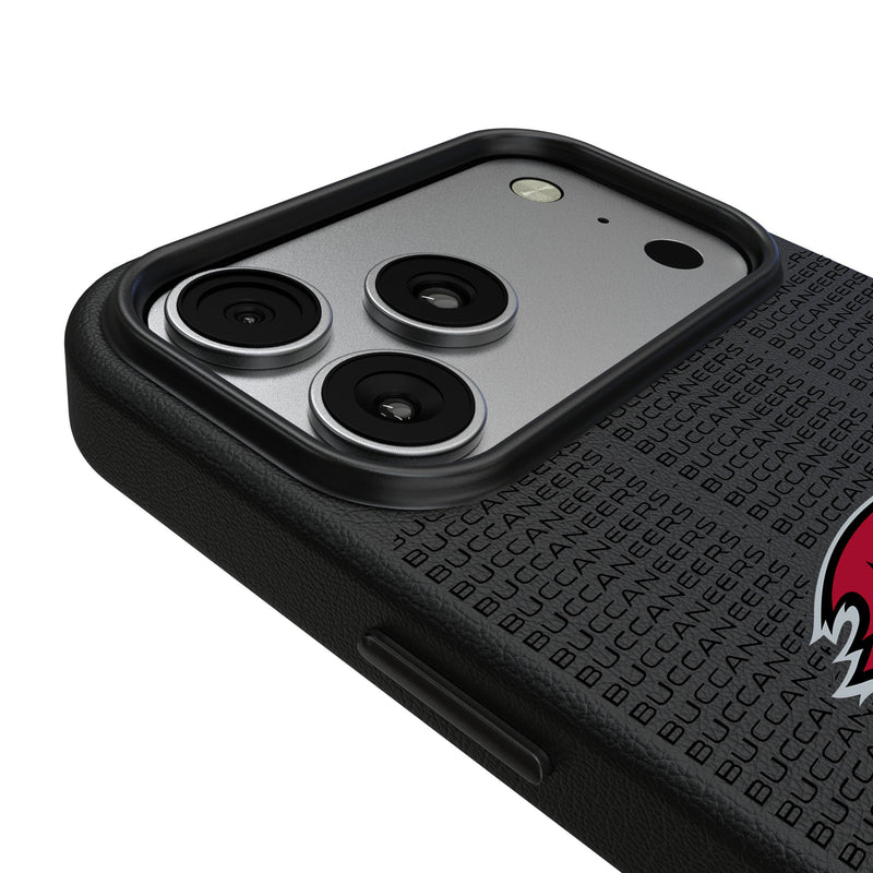Tampa Bay Buccaneers Text Backdrop iPhone MagSafe Compatible Phone Case for Apple iPhone Detail.Jpg
