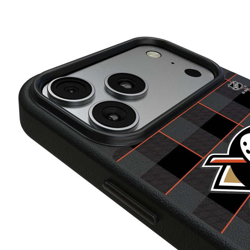 Anaheim Ducks Plaid iPhone MagSafe Compatible Phone Case for Apple iPhone Detail.Jpg