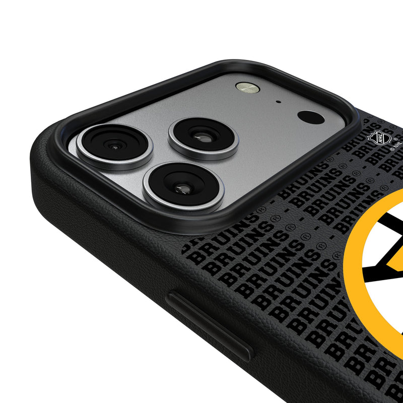 Boston Bruins Text Backdrop iPhone MagSafe Compatible Phone Case for Apple iPhone Detail.Jpg