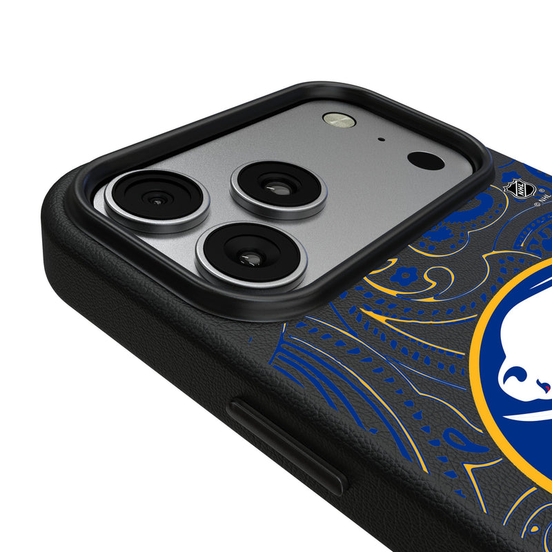 Buffalo Sabres Paisley iPhone MagSafe Compatible Phone Case for Apple iPhone Detail.Jpg