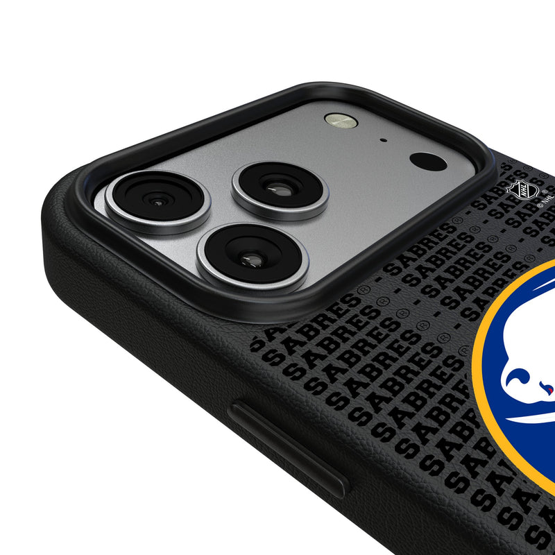 Buffalo Sabres Text Backdrop iPhone MagSafe Compatible Phone Case for Apple iPhone Detail.Jpg