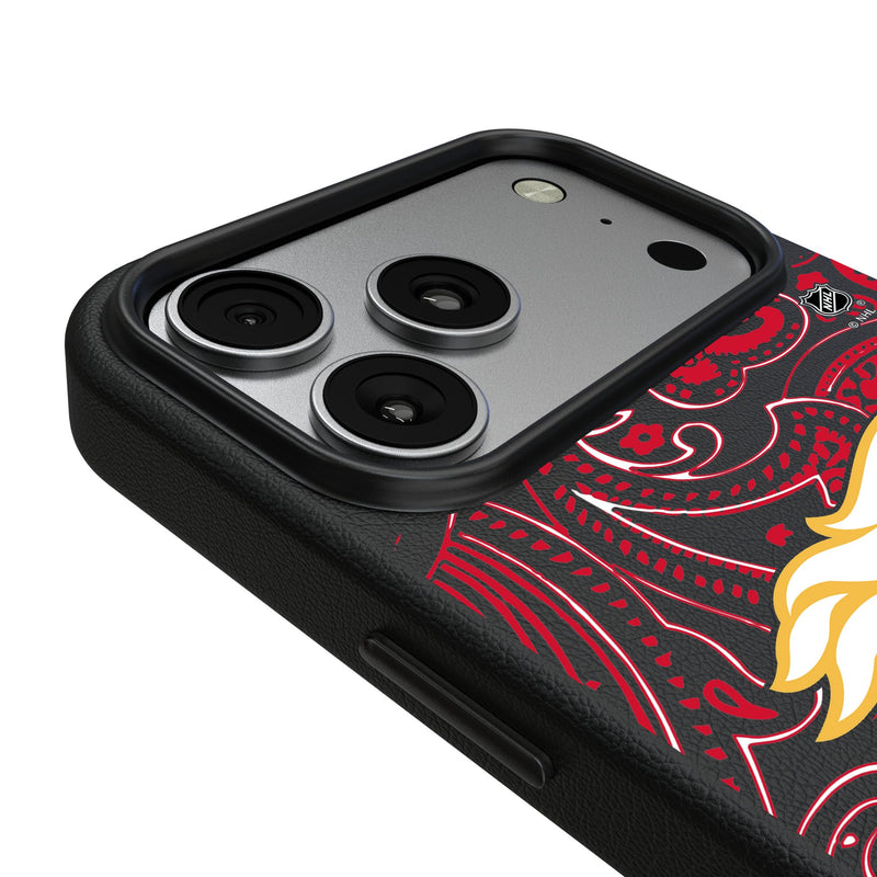 Calgary Flames Paisley iPhone MagSafe Compatible Phone Case for Apple iPhone Detail.Jpg