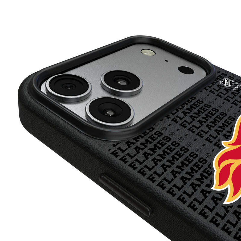 Calgary Flames Text Backdrop iPhone MagSafe Compatible Phone Case for Apple iPhone Detail.Jpg