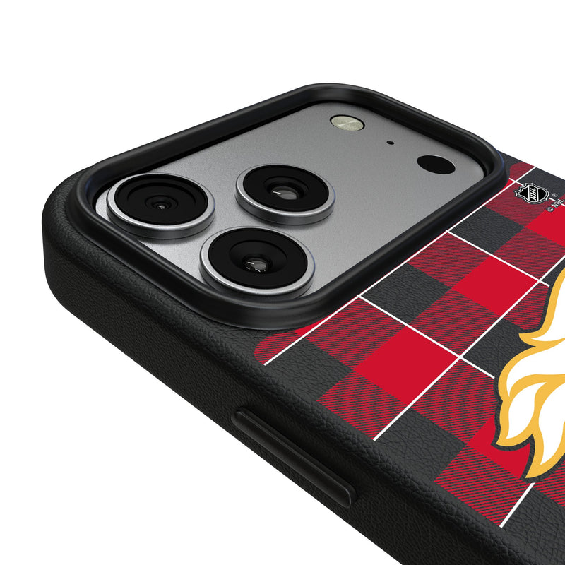Calgary Flames Plaid iPhone MagSafe Compatible Phone Case for Apple iPhone Detail.Jpg