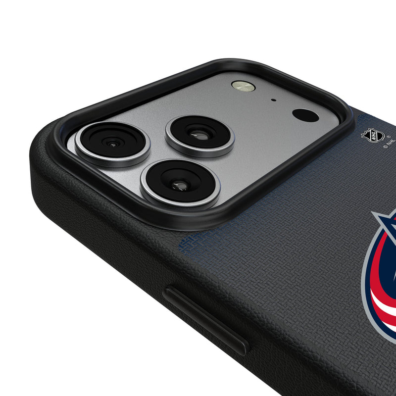 Columbus Blue Jackets Linen iPhone MagSafe Compatible Phone Case for Apple iPhone Detail.Jpg