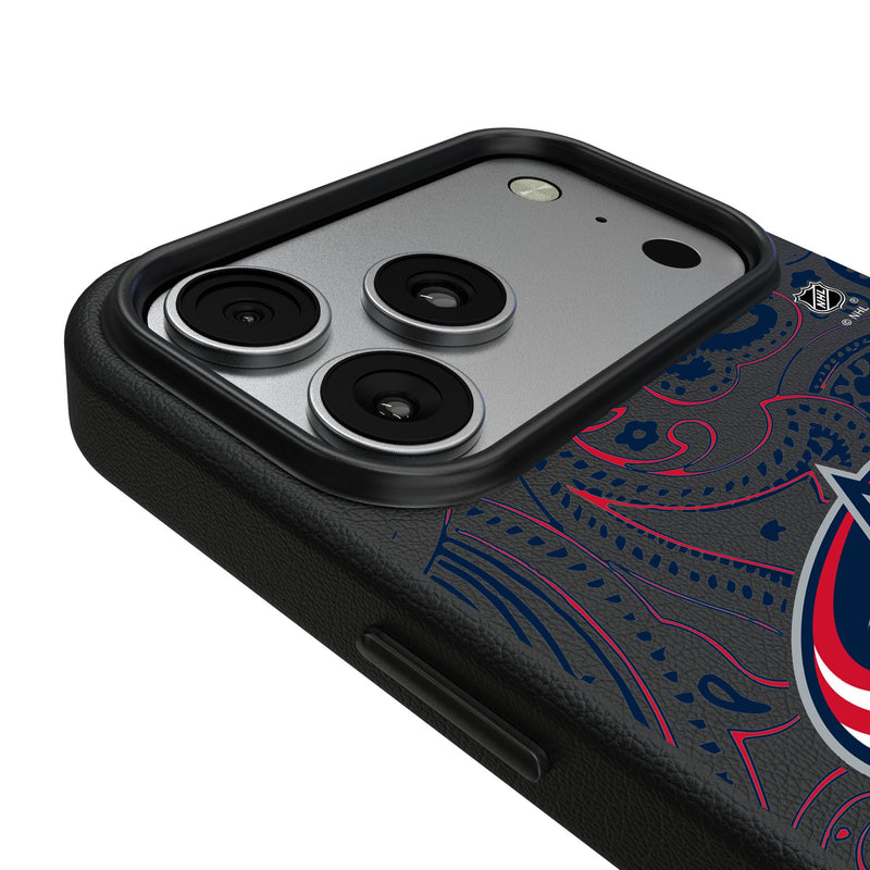 Columbus Blue Jackets Paisley iPhone MagSafe Compatible Phone Case for Apple iPhone Detail.Jpg