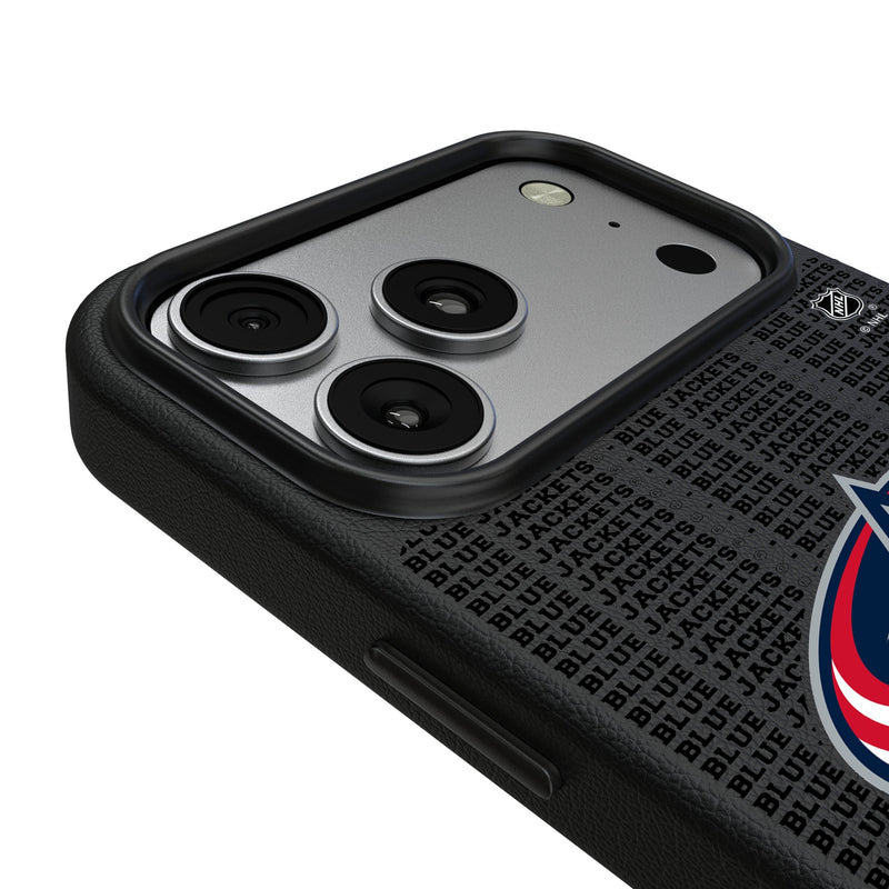 Columbus Blue Jackets Text Backdrop iPhone MagSafe Compatible Phone Case for Apple iPhone Detail.Jpg