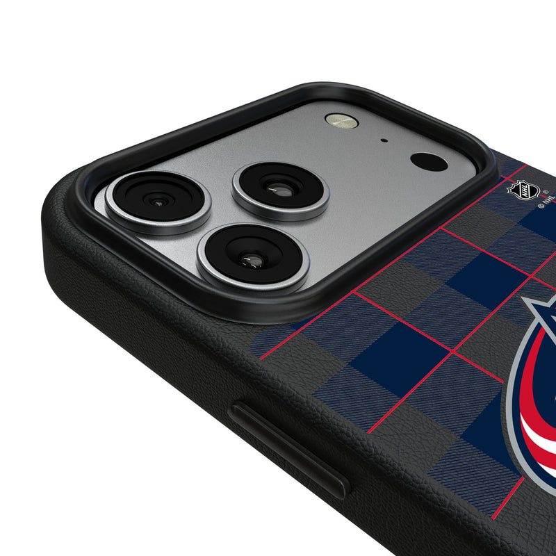 Columbus Blue Jackets Plaid iPhone MagSafe Compatible Phone Case for Apple iPhone Detail.Jpg