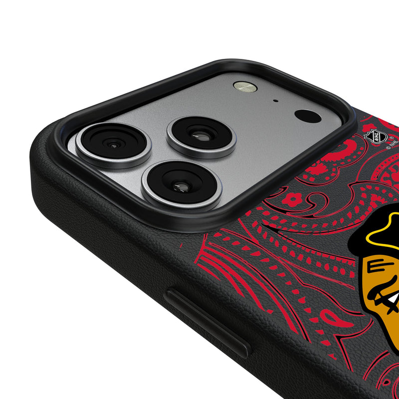 Chicago Blackhawks Paisley iPhone MagSafe Compatible Phone Case for Apple iPhone Detail.Jpg