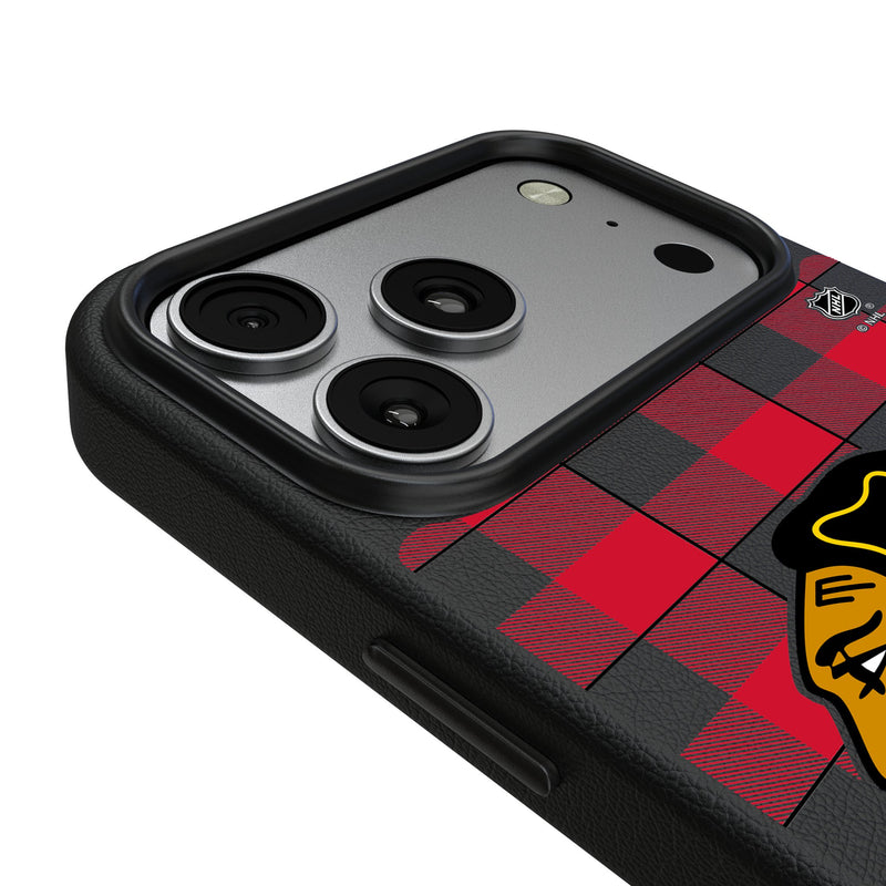 Chicago Blackhawks Plaid iPhone MagSafe Compatible Phone Case for Apple iPhone Detail.Jpg
