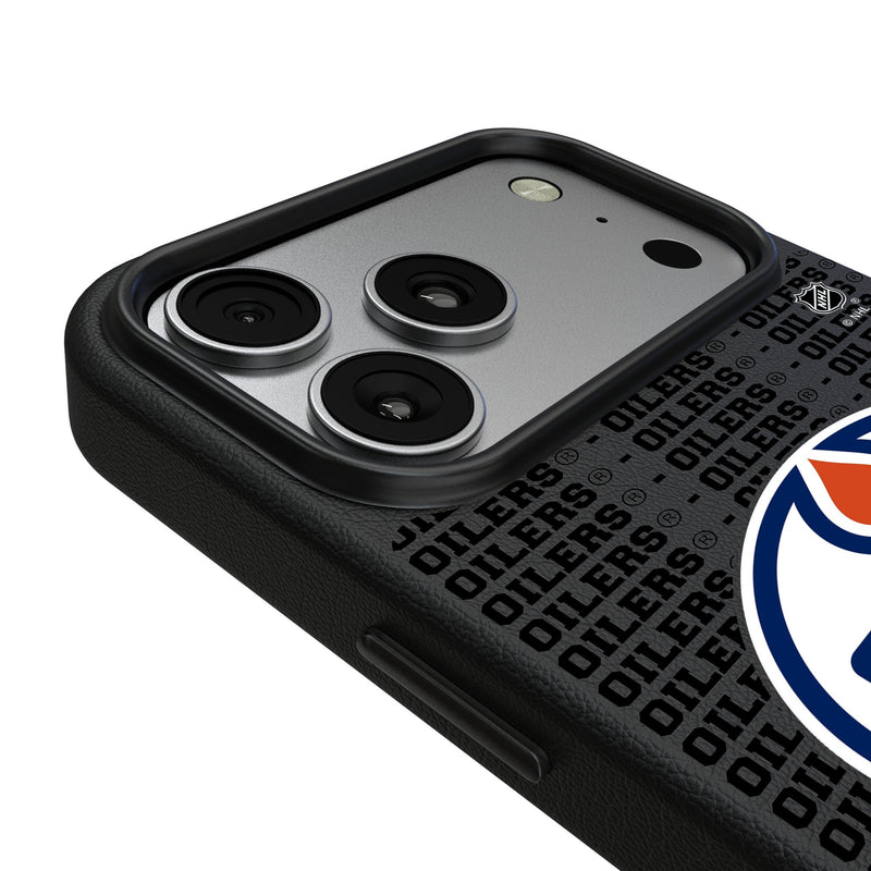 Edmonton Oilers Text Backdrop iPhone MagSafe Compatible Phone Case for Apple iPhone Detail.Jpg