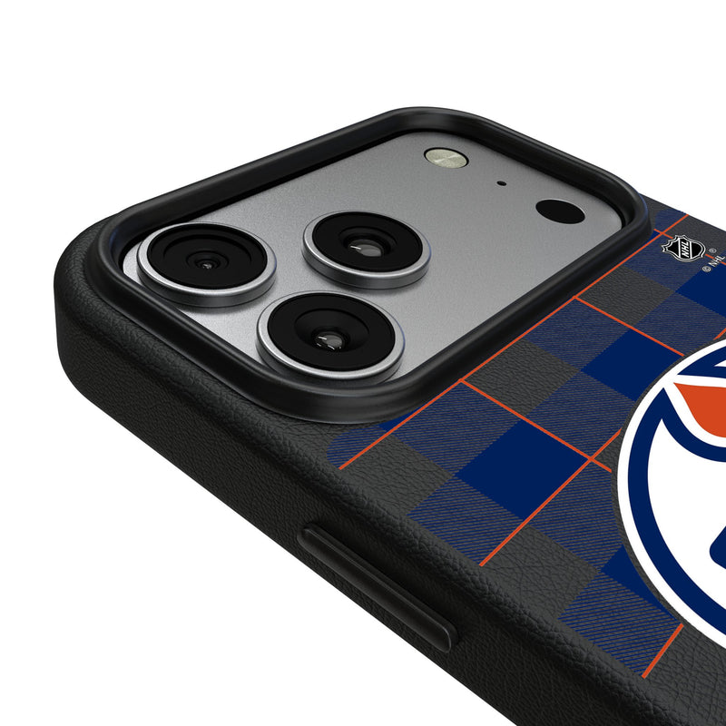 Edmonton Oilers Plaid iPhone MagSafe Compatible Phone Case for Apple iPhone Detail.Jpg