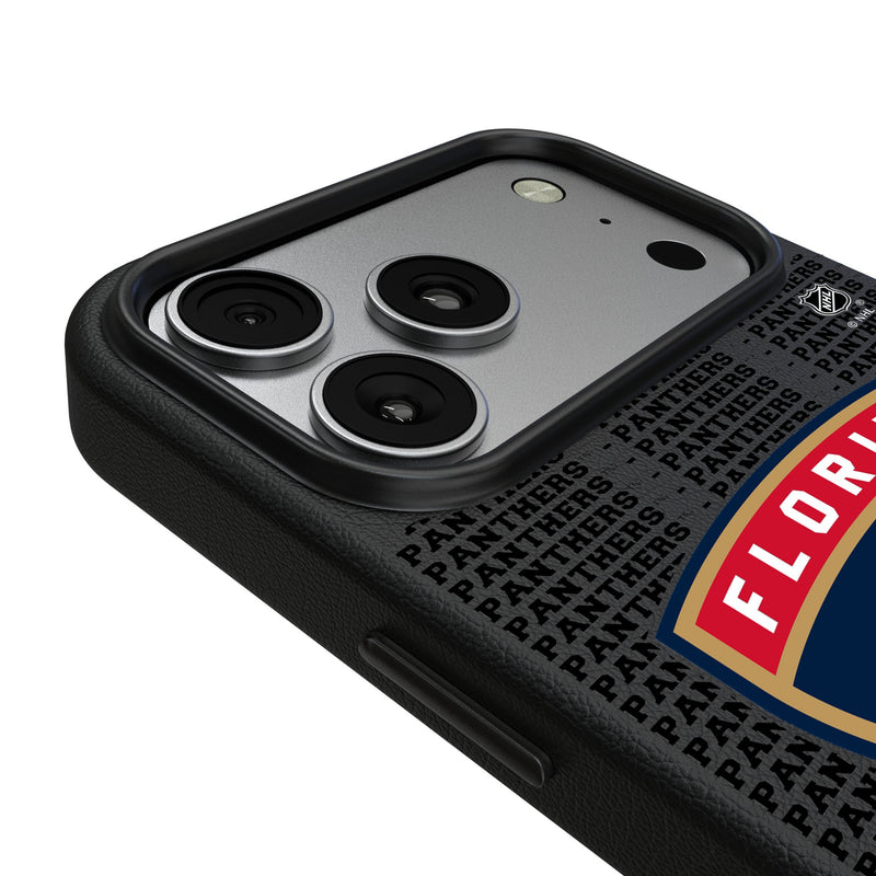 Florida Panthers Text Backdrop iPhone MagSafe Compatible Phone Case for Apple iPhone Detail.Jpg