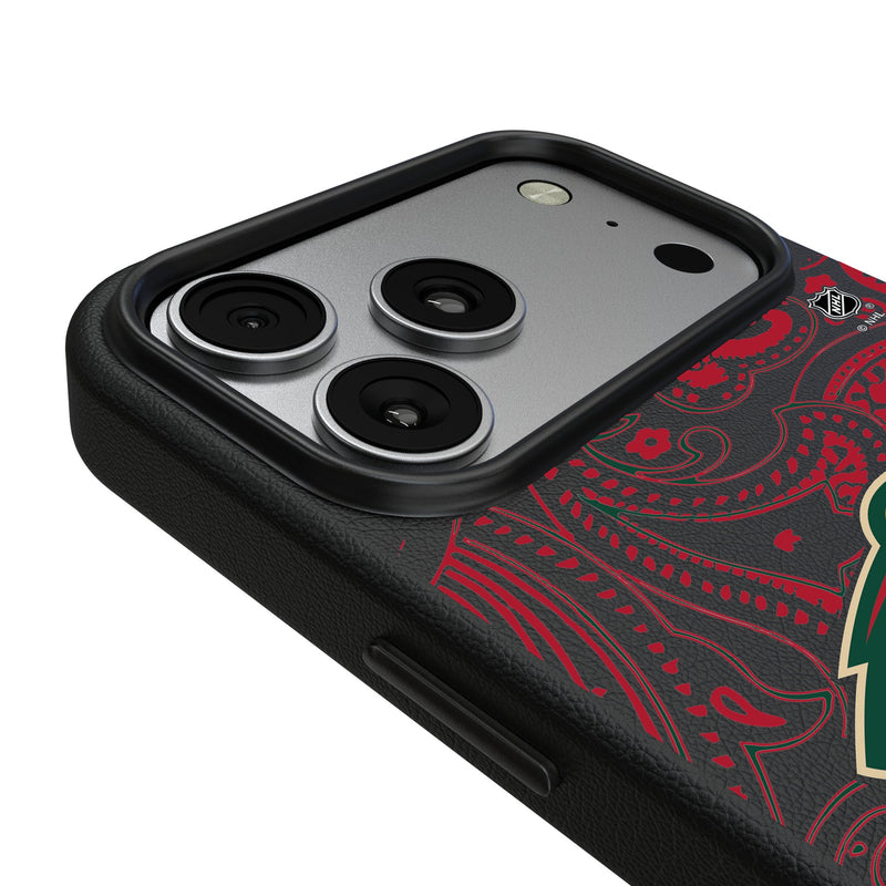 Minnesota Wild Paisley iPhone MagSafe Compatible Phone Case for Apple iPhone Detail.Jpg
