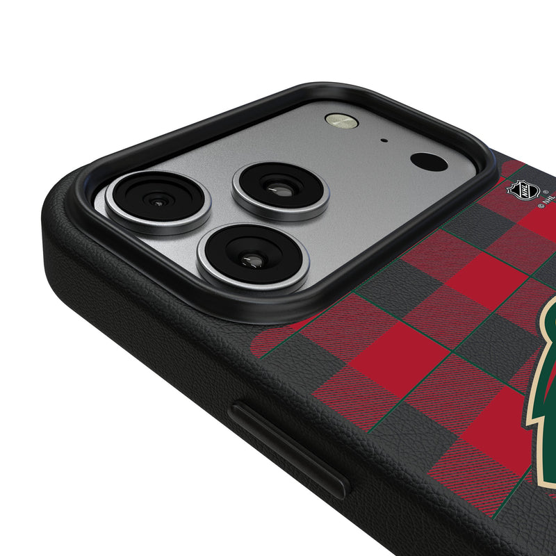 Minnesota Wild Plaid iPhone MagSafe Compatible Phone Case for Apple iPhone Detail.Jpg