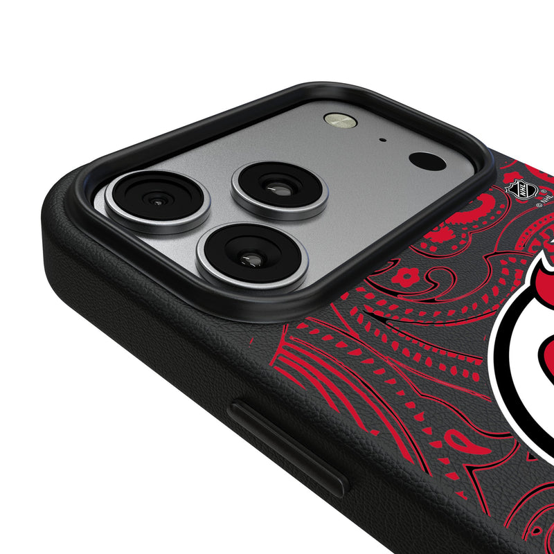 New Jersey Devils Paisley iPhone MagSafe Compatible Phone Case for Apple iPhone Detail.Jpg