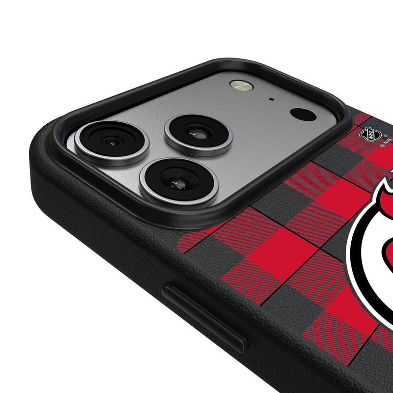 New Jersey Devils Plaid iPhone MagSafe Compatible Phone Case for Apple iPhone Detail.Jpg