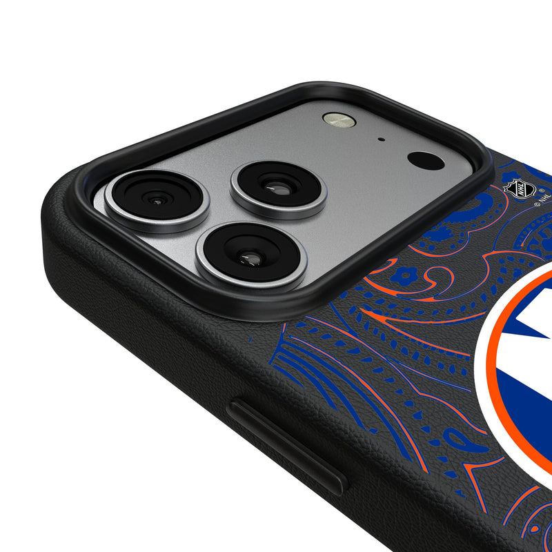 New York Islanders Paisley iPhone MagSafe Compatible Phone Case for Apple iPhone Detail.Jpg