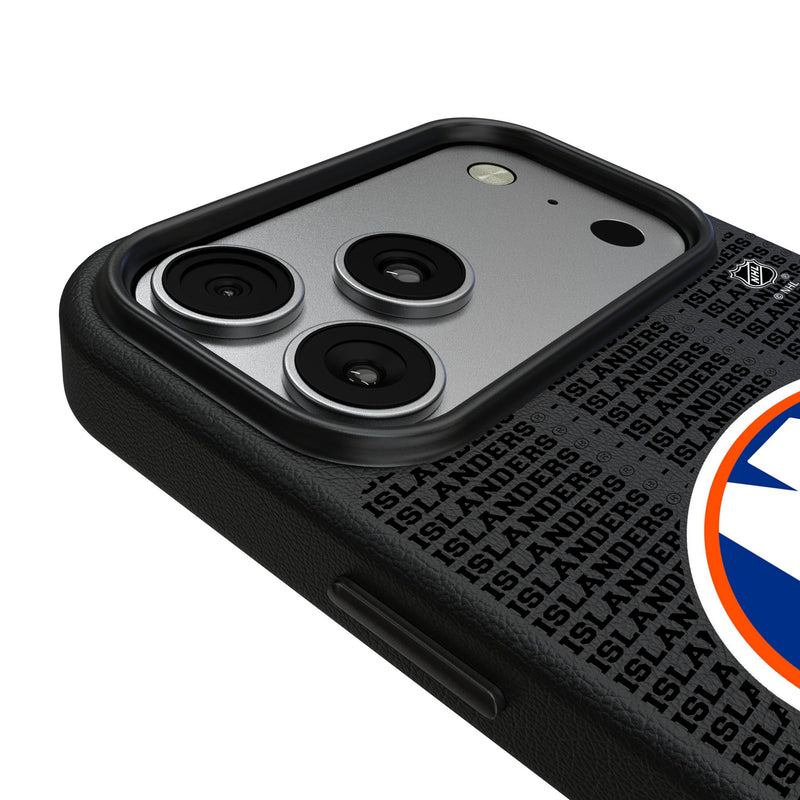 New York Islanders Text Backdrop iPhone MagSafe Compatible Phone Case for Apple iPhone Detail.Jpg