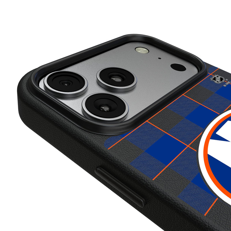 New York Islanders Plaid iPhone MagSafe Compatible Phone Case for Apple iPhone Detail.Jpg
