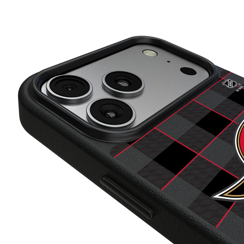 Ottawa Senators Plaid iPhone MagSafe Compatible Phone Case for Apple iPhone Detail.Jpg