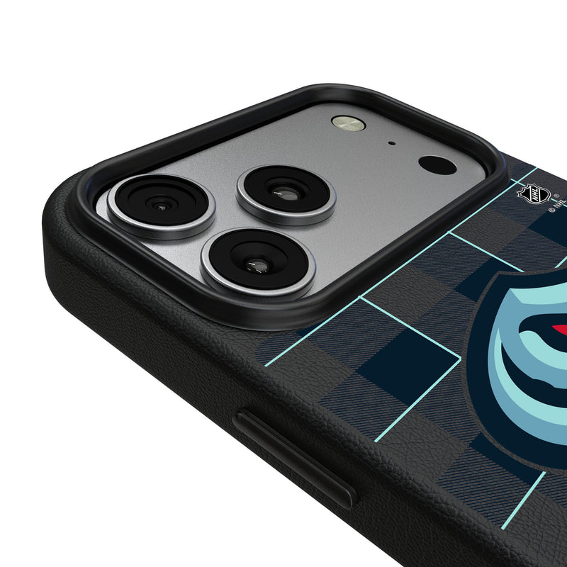 Seattle Kraken Plaid iPhone MagSafe Compatible Phone Case for Apple iPhone Detail.Jpg